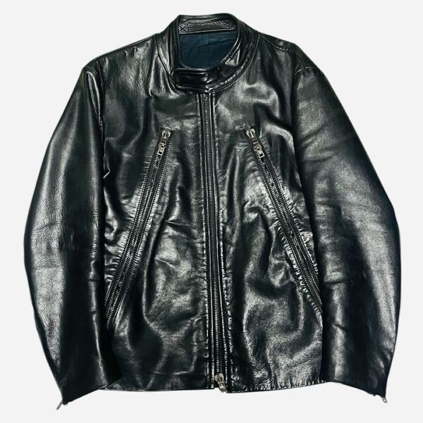 Maison Margiela メゾンマルジェラ 八の字 ライダース 44 牛革 ブラック レザージャケット