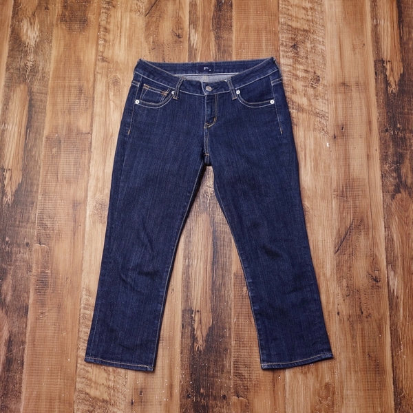 美品 ジーユー GU クロップドスキニージーンズ レディース ハイライズ ストレッチ 細見え 64 Mサイズ デニム パンツ インディゴブルー MU11