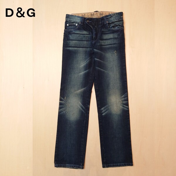 DOLCE and GABBANA デニムパンツ ジーンズ sailor dept ♯1 未使用品 イタリア製 ダメージ加工 D&G W30 未使用品 2505