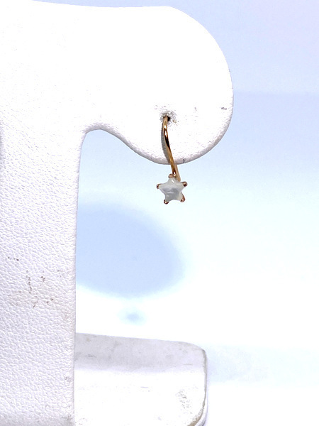 【即決】 K18 K10 PG シェル フック式 ピアス 片方 片耳 星 スター ピンクゴールド 貝 白蝶貝 ジュエリー 0.2g