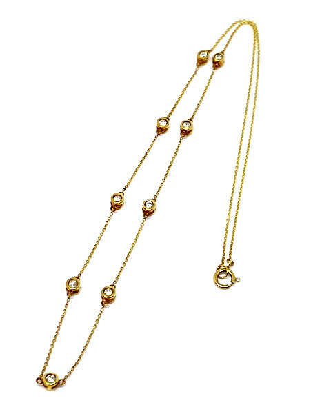 【即決】 K18 ダイヤモンド ステーションネックレス D:0.50ct 9P×2 18Pダイヤ ネックレス ゴールド 750 ジュエリー 2.4g