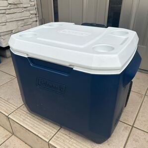 コールマン クーラーボックス 50QT エクストリーム ホイールクーラー ネイビー タイヤ付き 中古美品 ハンドル伸縮難あり