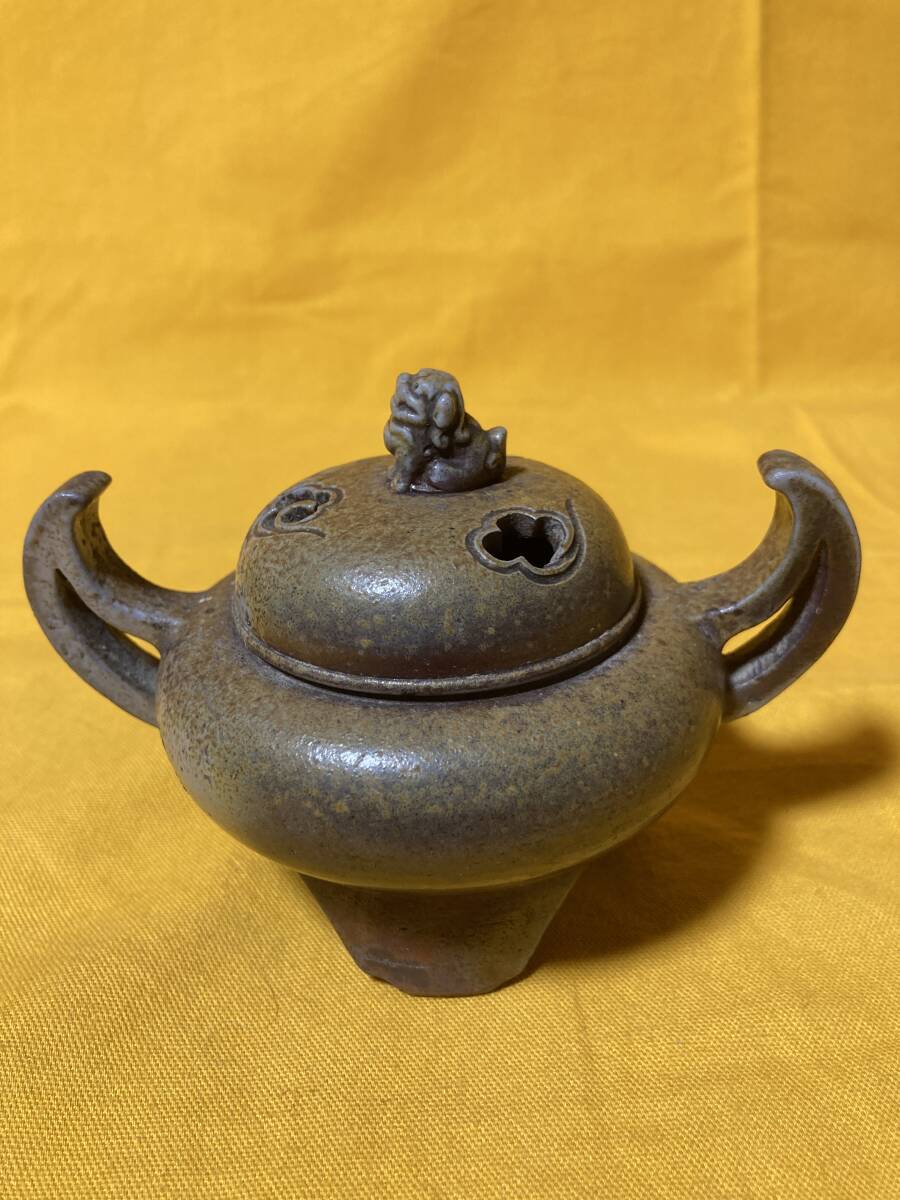 孔子坐像 伏香炉】 備前丸長印 浜物 オパール 幕末～明治初期 K0305D
