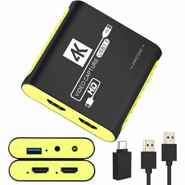 HDMI ビデオキャプチャー ボード Switch対応 USB3.0 & YUY2サポート - 1080P 60FPSビデオ録画 & 4K 30Hz入力/パススルー対応
