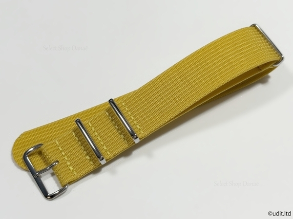 ラグ幅22mm リブ編み 高品質 NATOストラップ イエロー 腕時計ベルト 時計用バンド ナイロンファブリック リブ rib