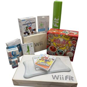H7-6-70 任天堂 ニンテンドー Wii 太鼓の達人 マリオカートWiiハンドル付 はじめてのWiiパック Wiiソフト×3 他 計12点まとめ売り