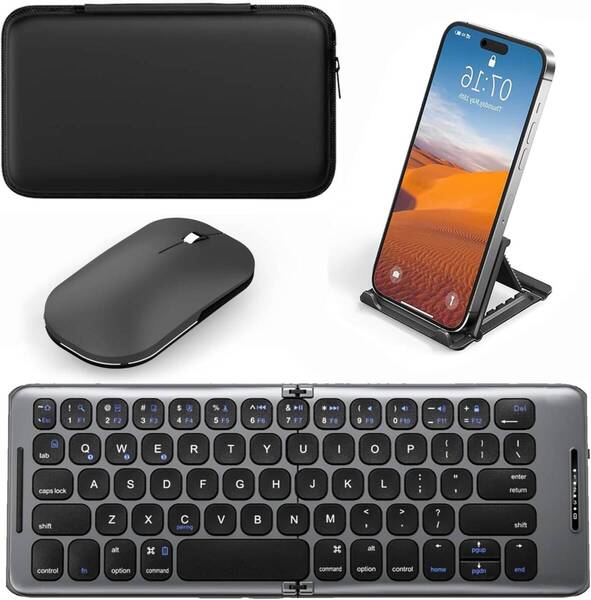 Bluetooth キーボードマウス折りたたみ式 ワイヤレス キーボード 3台デバイス切替接続可能 Windows/Mac/iOS対応