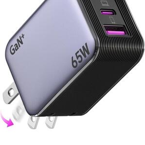 65W 充電器 type-c 【業界超ミニ・超軽量・三台同時充電】タイプc 充電器 usb c 安全で低温 急速充電器 折り畳み式 GaNIII技術
