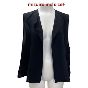 美品 ミズイロ インド ベスト ジレ ブラック シアー レディース サイズF mizuiro ind トップス オープンスタイル 黒 フリーサイズ M5S020