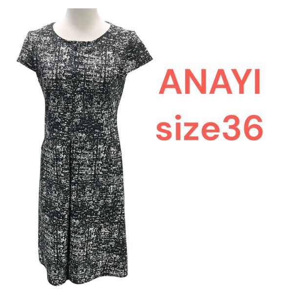 アナイANAYI ノースリーブ 白 黒 ワンピースレディース size36 M5S107