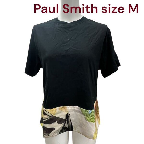 美品 ポールスミス 異素材ドッキング カットソー Tシャツ トップス Paul Smith レディース M5S124 M、9号