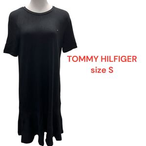 トミーヒルフィガーTOMMY HILFIGER 黒 ブラック 半袖 レディース Tシャツ ワンピース size S M5S190