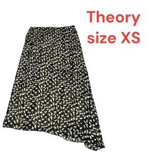 セオリーtheory 黒 ベージュ シアー素材 アシンメトリー レディース スカート 新品 未使用 sizeXS M5S633
