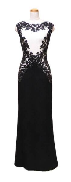 TADASHI SHOJI タダシショージ IVORY & BLACK ロングフォーマルドレス 「10 」/ 13号程度