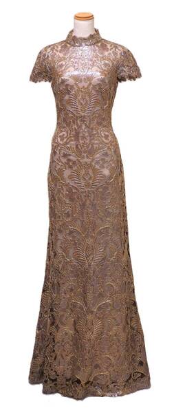 TADASHI SHOJI タダシショージ GOLD & BEIGE ロングフォーマルドレス 「2 」/ 9号程度