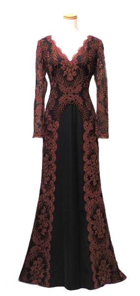 TADASHI SHOJI タダシショージ BURGUNDY & BLACK ロングフォーマルドレス 「2 」/ 9号程度