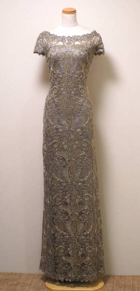 TADASHI SHOJI タダシショージ GRAY & GOLD ロングフォーマルドレス 「6 」/ 11号程度