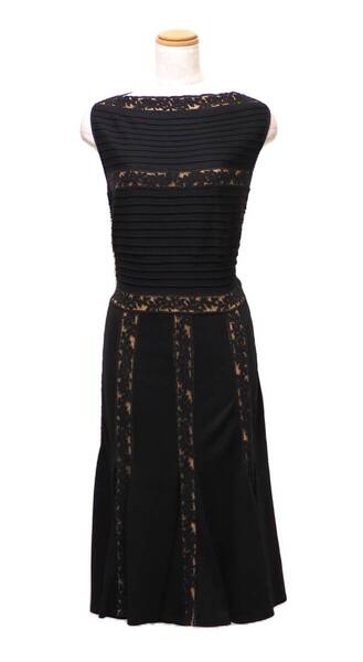TADASHI SHOJI タダシショージ BLACK & BEIGE ワンピース 「M 」/ 11-13号程度
