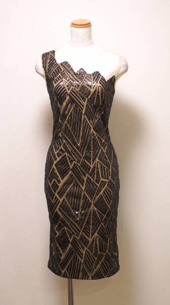 TADASHI SHOJI タダシショージ BLACK & BEIGE ワンピース 「0 」/ 7号程度