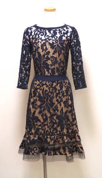 TADASHI SHOJI タダシショージ NAVY & BEIGE ワンピース 「4 」/ 9号程度