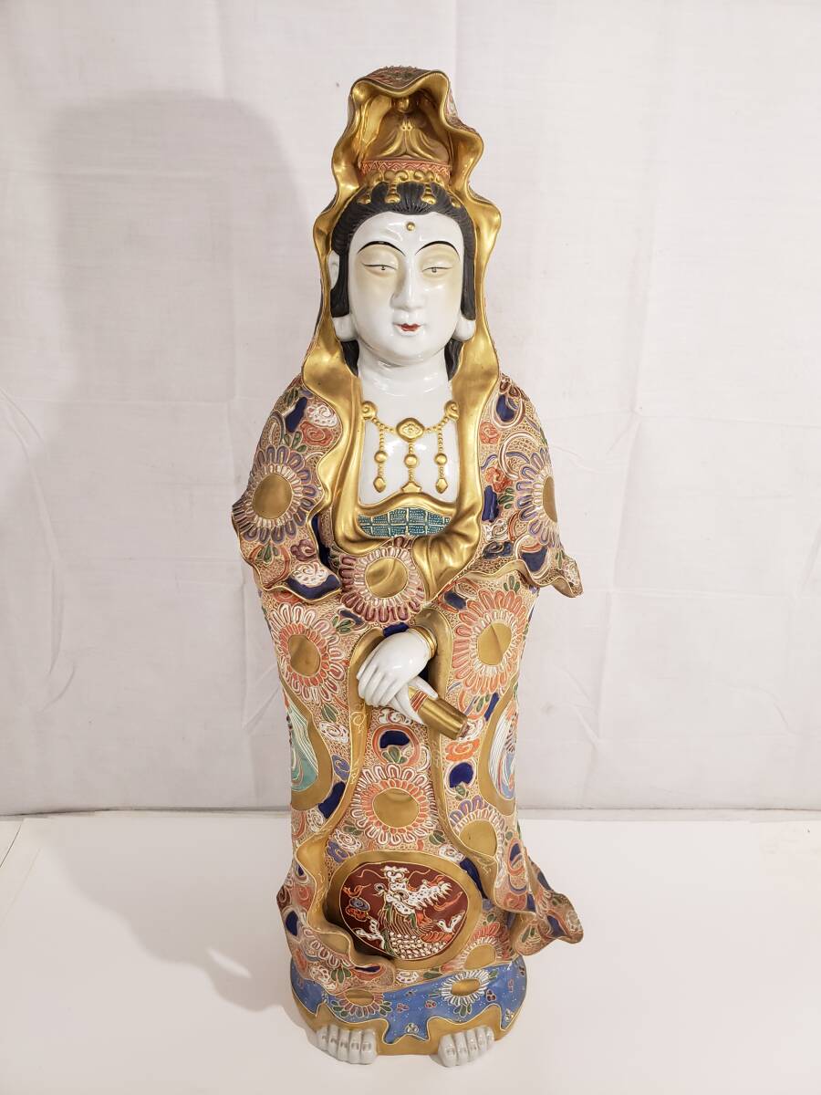 抜群の出来の九谷焼色絵観音立像大形約46cm Yahoo!オークション -「九谷焼 観音様」の落札相場・落札価格