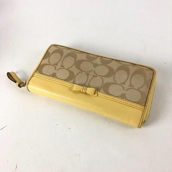 COACH コーチ シグネチャー ラウンドファスナー 長財布 イエロー 財布 カードケース カード入れ お札入れ 小銭入れ コインケース