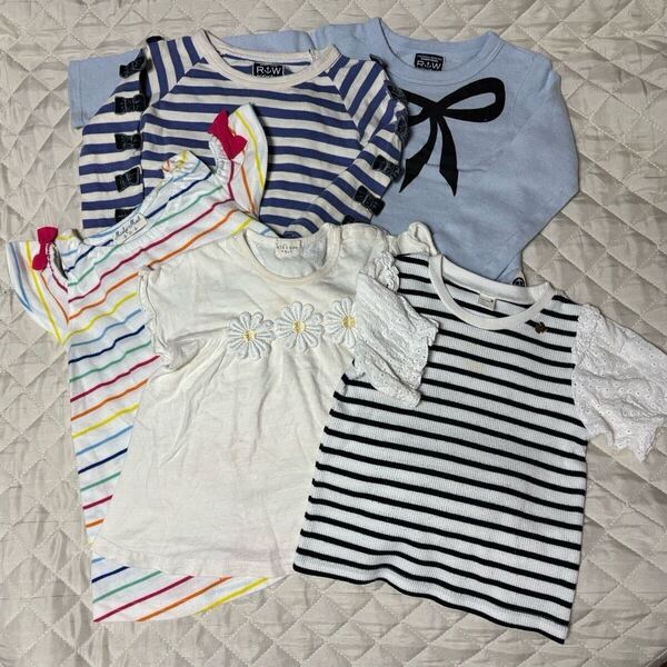 ベビー服 5点セット 80cm アプレレクール ラゲッドワークス キッズズー 子供服まとめ売り 半袖Tシャツ 長袖Tシャツ ボーダー 記名無し