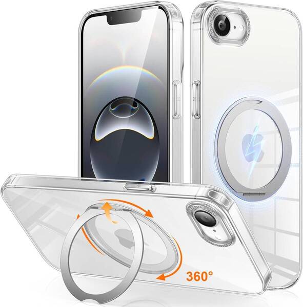 iPhone 16e 用 ケース Magsafe対応 ワイヤレス充電 360°回転スタンド