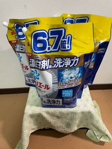 新品未使用 送料無料アリエール超抗菌ジェル 洗濯用洗剤 液体タイプ 詰め替え用メガジャンボサイズ 1パック3.03kg×3パック(3パック売り)
