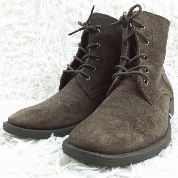 美品 24.5㎝◎stefanorossi スウェードブーツ 裏地チェック
