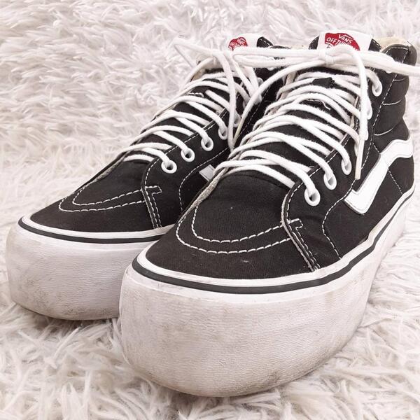 美品25㎝◎Vans バンズ SK8-HI ハイカットスニーカー ブラック 厚底