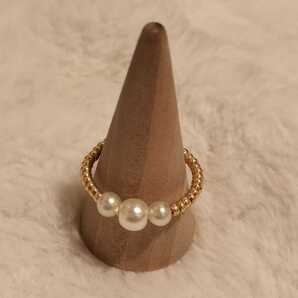 【No.5141】Chami指輪 リング ビーズリング パールビーズ ゴールド(mix)