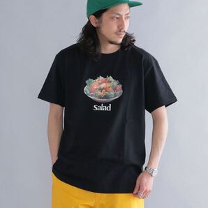 SHIPS SaladプリントTシャツ 黒 XLサイズ 野菜グラフィック 綿100% 中国製 Graphic T-Shirt Black Size XL 100% Cotton Made in China 半袖