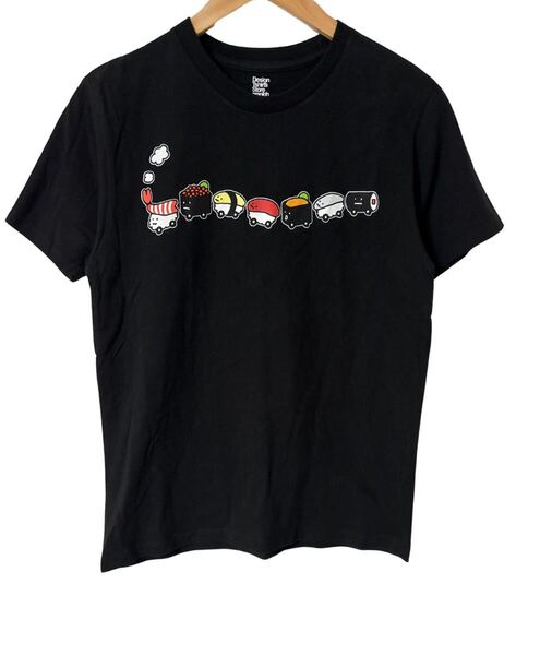 graniph スシトレイン Tシャツ Sサイズ ブラック 寿司 電車 グラニフ Sushi Train T-Shirt S Black Graphic Tee Japan Pop Design 半袖