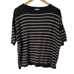 BEAUTY&YOUTH ボーダーTシャツ Mサイズ 黒×ベージュ 綿×レーヨン BEAUTY&YOUTH Border Tee Black Beige M Cotton Rayon Unisex 半袖
