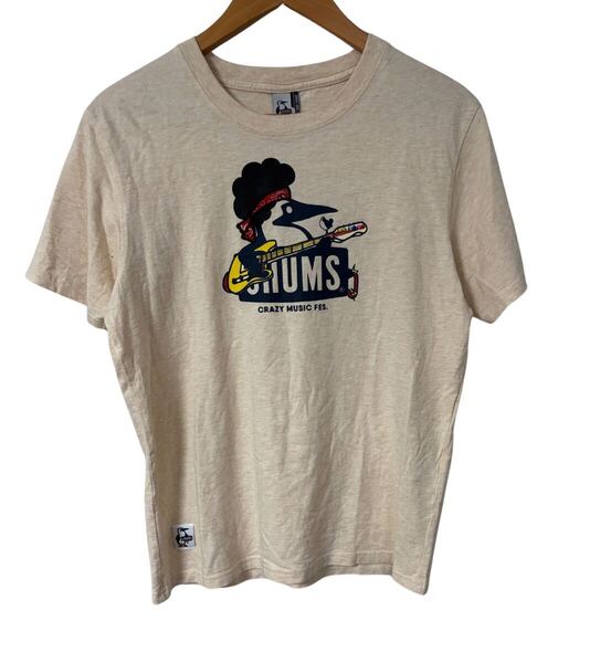 CHUMS ブービーバードTシャツ S オーガニックコットン ギタープリント CHUMS Organic Cotton T-Shirt S Booby Bird Guitar Print 半袖