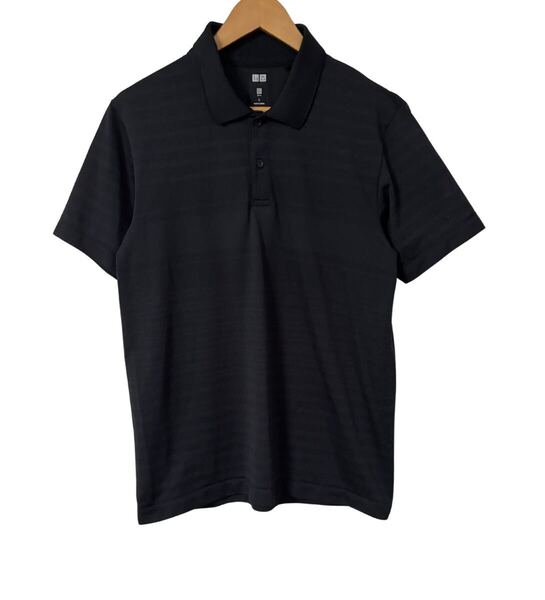 ユニクロ ドライEX ポロシャツ L 濃紺ボーダー 吸汗速乾 黒に近い紺 UNIQLO DRY-EX Polo Shirt L Navy Black Quick-Dry Stripe 半袖