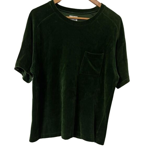 Needles ベロア Tシャツ Lサイズ 深緑 日本製 コットン100% ネペンテス Velour T-Shirt L Green Made in Japan Nepenthes 半袖