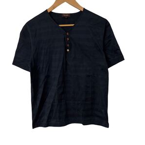 Paul Smith COLLECTION ヘンリーネックTシャツ L ネイビー系 綿100% Paul Smith COLLECTION Henley T-Shirt L Navy Cotton 100% 半袖