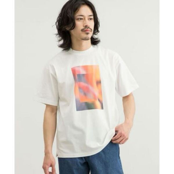 URBAN RESEARCH 写真プリントTシャツ 白 Lサイズ 綿100% アートデザイン Photo Print T-Shirt White Size L Cotton 100% Art Graphic 半袖