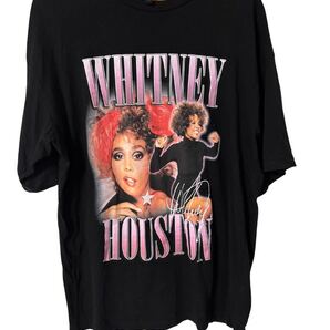 H&M WHITNEY HOUSTON コラボTシャツ Lサイズ 黒 ビンテージ風プリント ホイットニー T-Shirt Black L Retro Print Collab 半袖