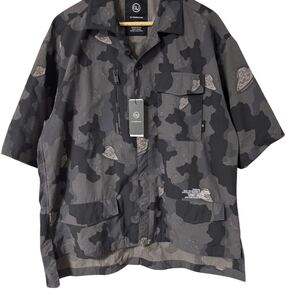 新品 GU×UNDERCOVER カモフラ柄 5分袖 ファティーグシャツ Mサイズ 黒 迷彩GU×UNDERCOVER Fatigue Shirt Camouflage Half Sleeve M Black