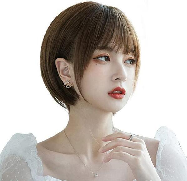 今、売れてます! ぱっつん フルウィッグ ショート 医療用 小顔 耐熱 コスプレ 仮装 かつら かわいい 普段使い 快適 軽量