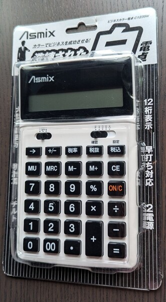 洗練された白 電卓 チルト付き(角度調整) ビジネス 12桁 (税計算・早打ち対応・2電源)ホワイト