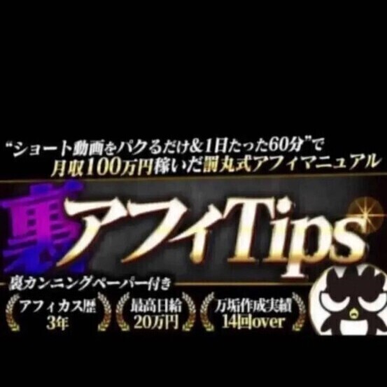 【裏アフィTips】ショート動画をパクるだけ&1日60分”で月収100万円稼いだ罰丸式アフィマニュアル 罰丸【定価49,800円】