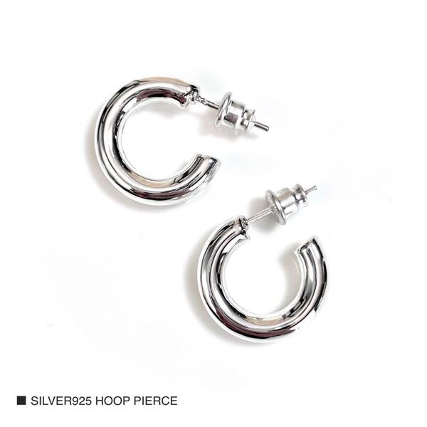 シルバー925 18mm フープピアス リングピアス アクセサリー ピアス 両耳用 2個 シルバーアクセ