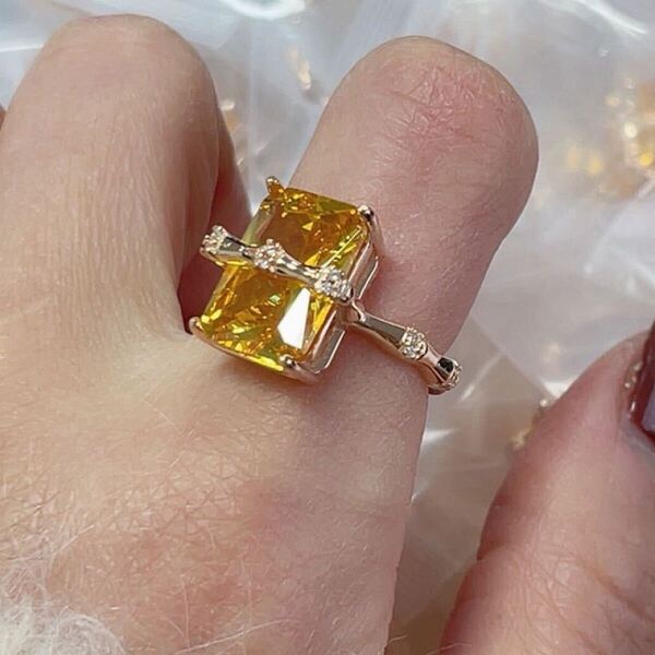 おしゃれシルバー/s925リング 天然水晶 イエロー 刻印あり フリーサイズ
