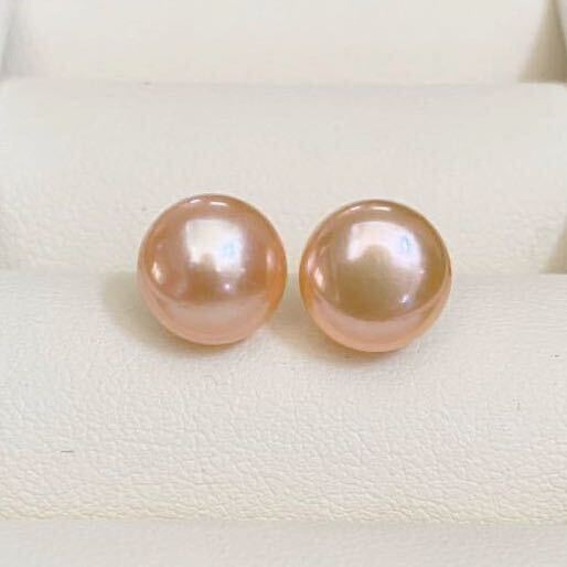 発色抜群 天然真珠 パールピアス ピンク アレルギー対応 9-9.5mm
