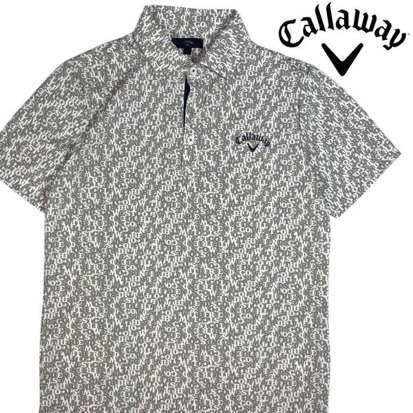 【美品】CALLAWAY メンズ ゴルフウェア 半袖 ポロシャツ 総柄 L