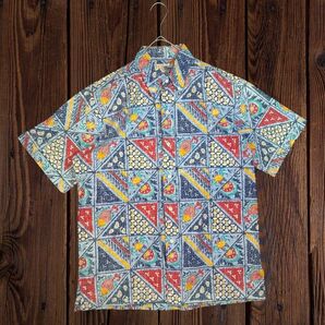 【希少】80s金タグ reyn spooner USA製 半袖シャツ 総柄 M